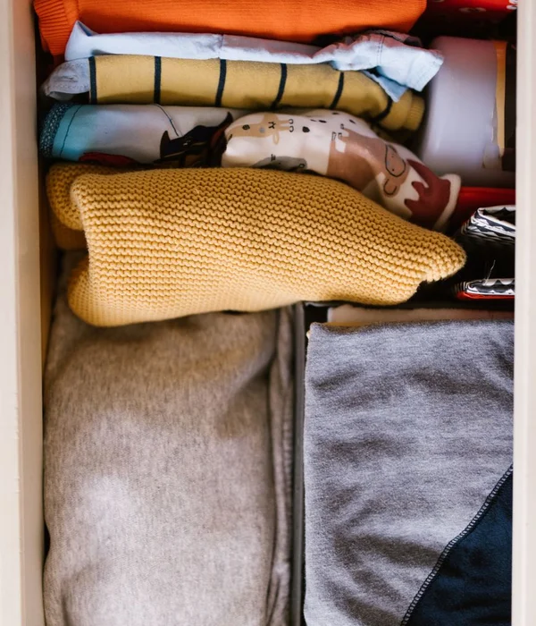 Folded collection of timeless luxury garments