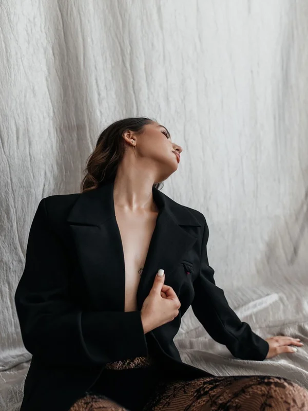 Architectural Double-Breasted Blazer front view