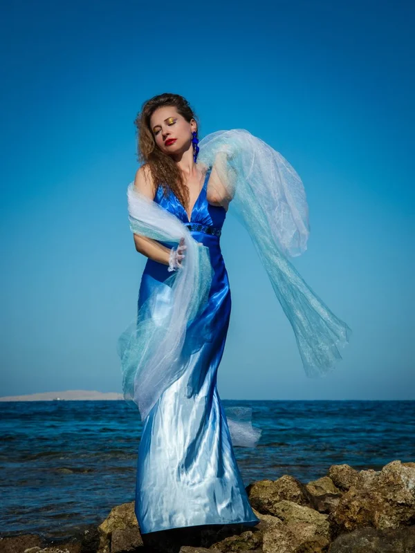 Boatneck Silk Column Gown elegant drape