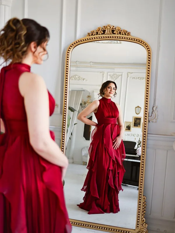Boatneck Silk Column Gown alternate view