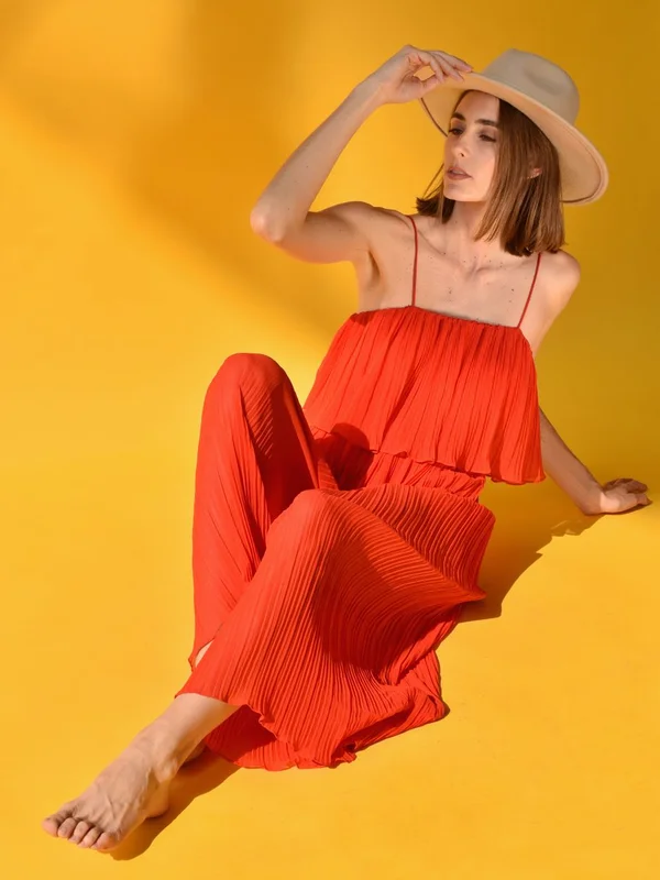 Pleated Maxi Column Dress elegant front