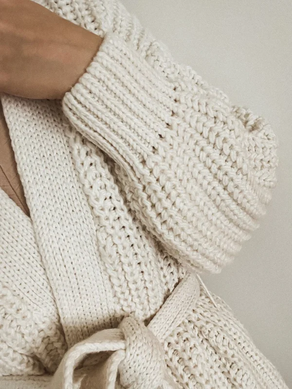 Chunky Ribbed Wool Cardigan cozy view