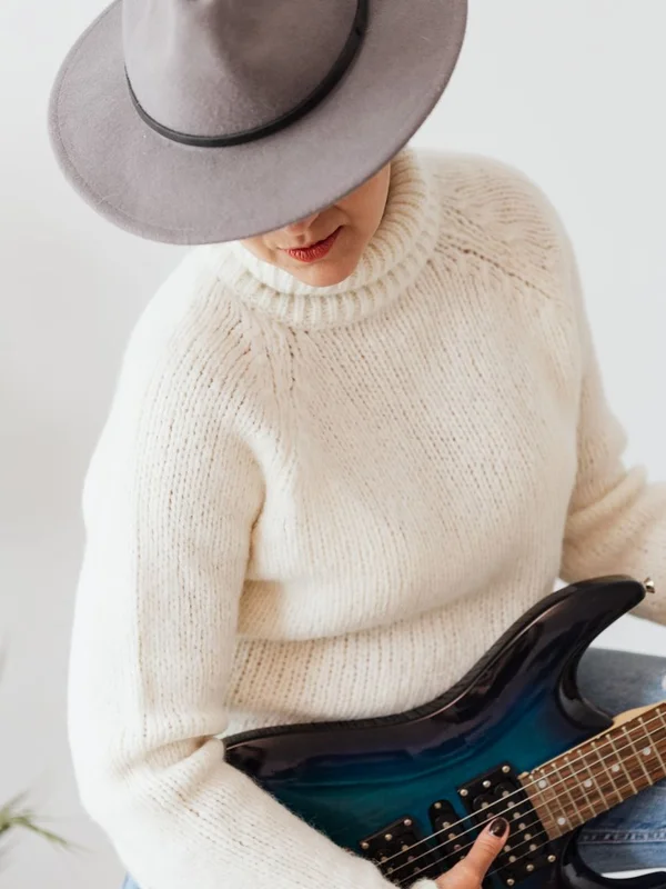 Fine-Gauge Polo Collar Pullover styled view